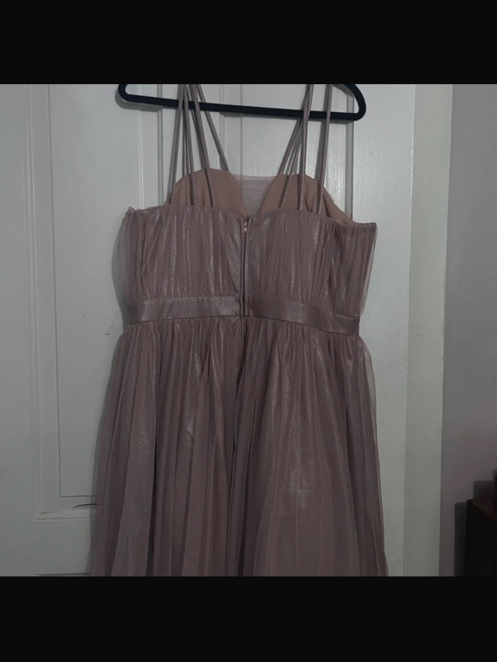 City Studio Blush Pink Tulle Pleated Strap Mini Dress - Picture 3 of 4